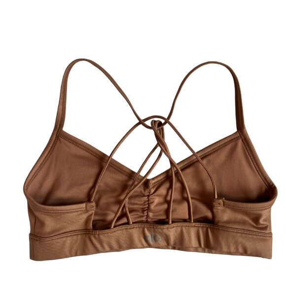 ALO Yoga Bronze Glossy Sunny Strappy Sports Bra Size S - Picture 4 of 5